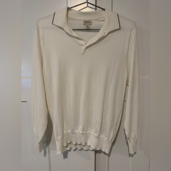 J. Crew Other - J Crew Heritage White Cotton Tipped Sweater-Polo